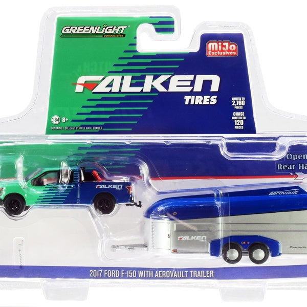 2017 Ford F-150 Pickup Truck & Aerovault Trailer "Falken Tires" Ltd Ed to 2,760 pcs 1-64 Diecast Model Car by Greenlight