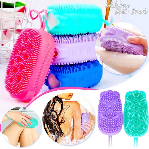 Silicone Bubble Bath Brush Exfoliating Scrub Sponge Body Massager Skin Cleaner Scrubber Tool Skin Back Rubbing Shower Brushes