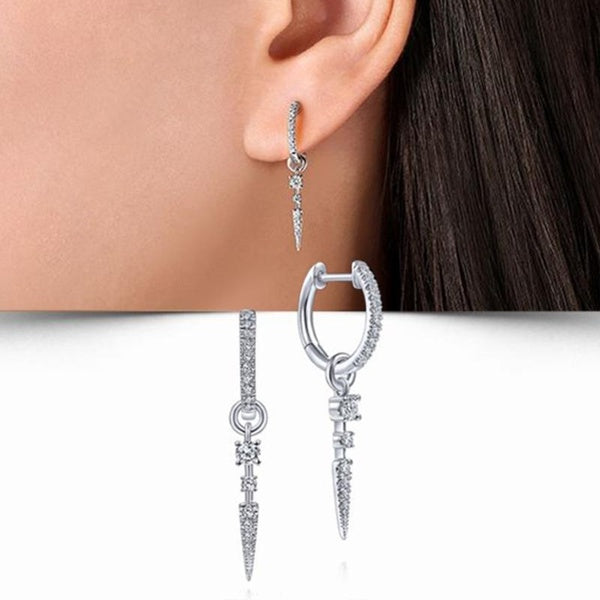 Boucles d'oreilles pendantes à la mode en argent sterling 925 avec diamants pour femmes Boucles d'oreilles à la mode