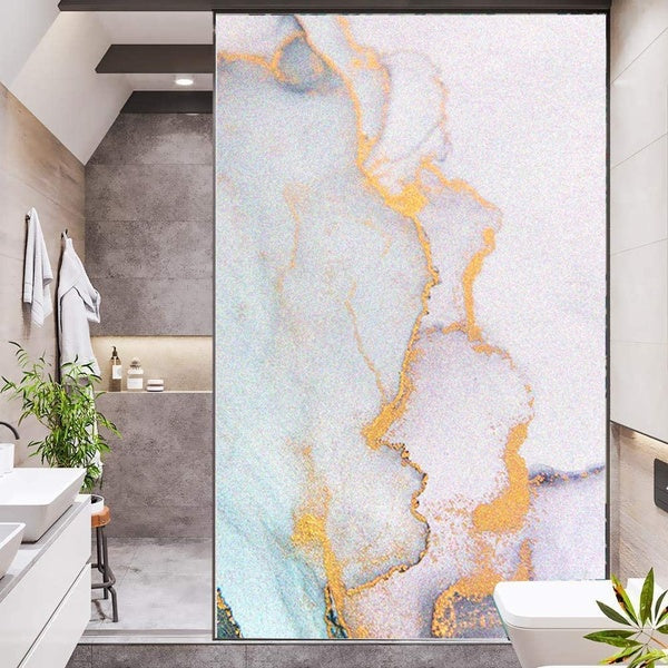 3D Marble Texture Privacy Window Film Static Cling No Glue Window Treatments Window Coverings Glass Sticker for Home B