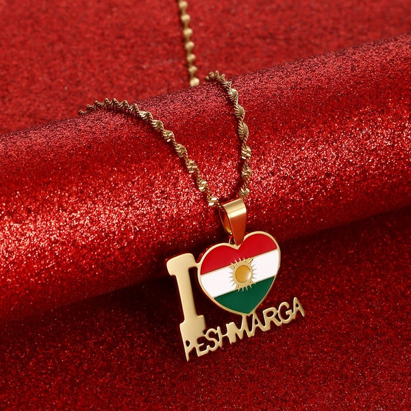Acier inoxydable Kurdistan Pendentif Colliers Charme Bijoux Cadeaux Bijoux Kurdes