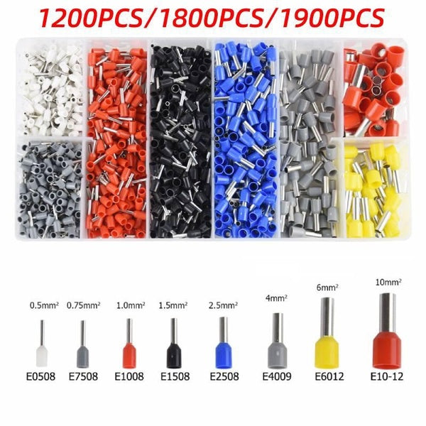 1200PCS-1800PCS-1900PCS Wire Ferrules Terminals Kit Ferrules Wire Ends Terminals Insulated Ferrules Terminal Block Cord End Wire Connector Electrical