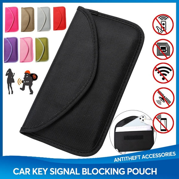 Pochette antivol pour porte-clés de voiture de plus grande capacité [taille 7,18 x 3,94 pouces pour tous les téléphones], sac de blocage de signal RF