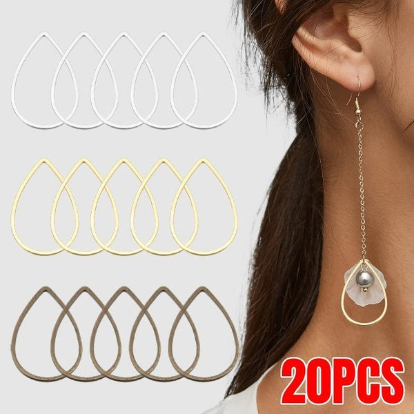 20pcs Teardrop Beading Hoop Link, Geometric Hollow Open Bezel Frame Charms Pendants for DIY Earring Necklace Jewelry Making Findings Accessories