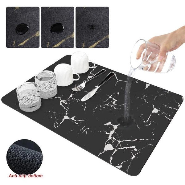 1pc Draining Pad Rubber Dish Drying Mat,Coffee Maker Mat, Super Absorbent and Quick Dry Non-Slip Silicone Drainer Mats Tableware Bottle Rugs Kitchen