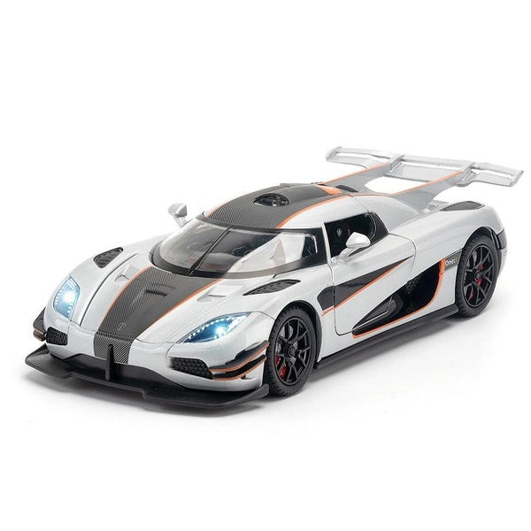 1:24 Scale Alloy Diescast Vehicle Model Car Toy for Koenigsegg One Super Car Sound Light Pull Back Power Collectible Toy Kids Gift