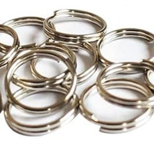 100PCS 10mm Metal Split Ring Nickel Plated Small Key Chain Ring Part for Connecting Clasps Charms Links and Ornament Crafts, Silver
