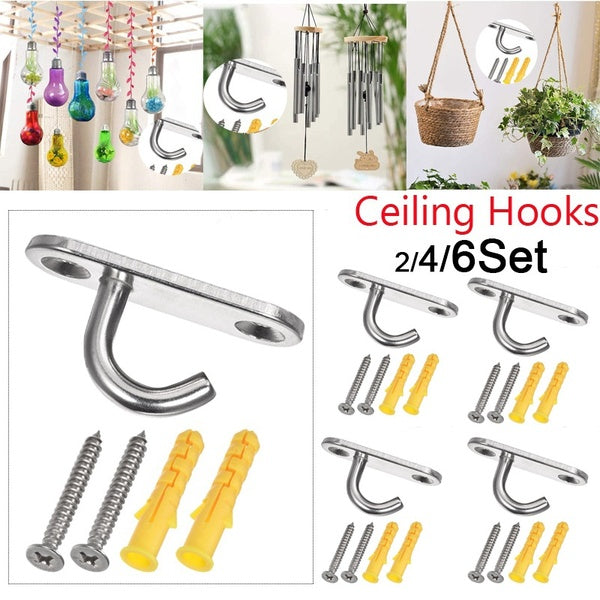 2-4-6Set Ceiling Hooks 304 Stainless Steel Oval Plate Wall Mounted for Hanging Chandeliers Plants