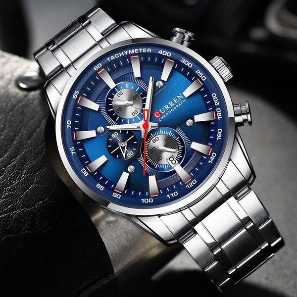 CURREN 8351 Montres Hommes Quartz En Acier Inoxydable Montre D'affaires Montre De Luxe Étanche Hommes Date Chronographe Montre-Bracelet orologio uomo