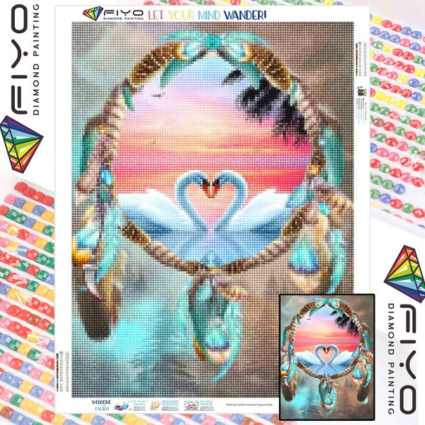 FIYO Swan DIY 5D Diamond Painting Full Drill with Number Kits Maison et Cuisine Mode Point De Croix Broderie Peintures Toile Photos Décoration Murale
