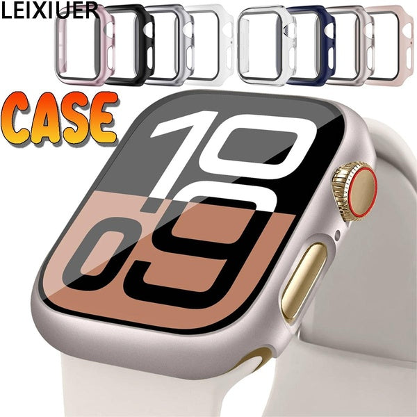 LEIXIUER Case with Tempered Glass Screen Protector for Apple Watch Series 10 42mm 46mm, Ultra-Thin Scratch Resistant Full Protective Hard PC Bumper C