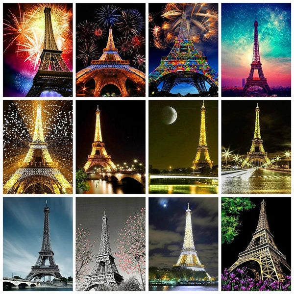 5D Diamond Painting Full Round Eiffel Tower Pictures Of Rhinestones Diamond Embroidery Landscape Mosaic Craft Kit