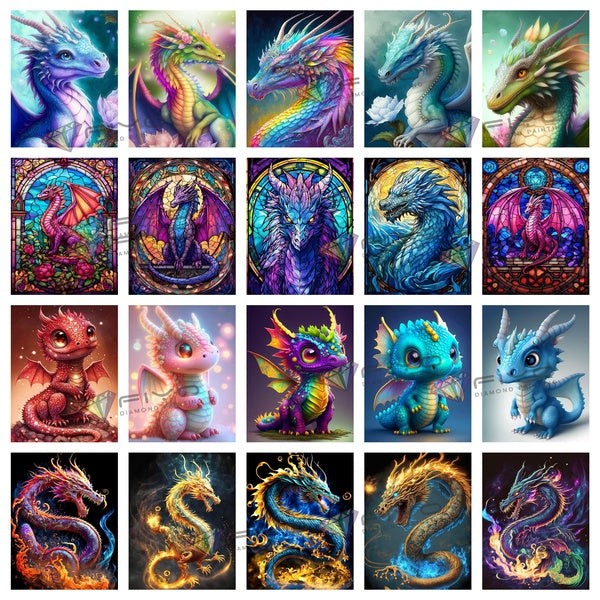 Dragon DIY 5D Diamond Painting Full Drill with Number Kits Home and Kitchen Fashion Mosaic Diamond Painting Canvas Wall Decoration Gift Crafts for Ad