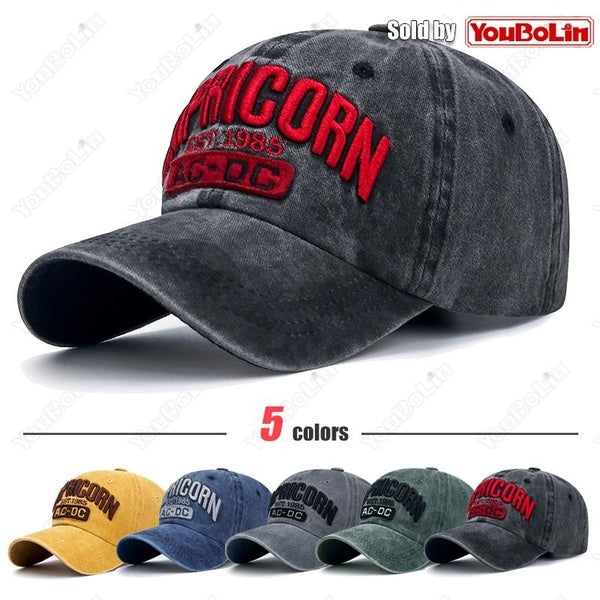Brand New Cotton Vintage American Washed Distressed Baseball Cap 'CAPRICORN' Letter Three-Dimensional Embroidered Design Style