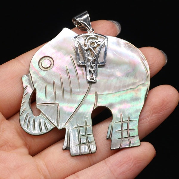 1pcs Natural Summer Sea Shell Pendants Cute Elephant Polished Shell Charms for Women Necklace Jewelry Gifts Making Supplies