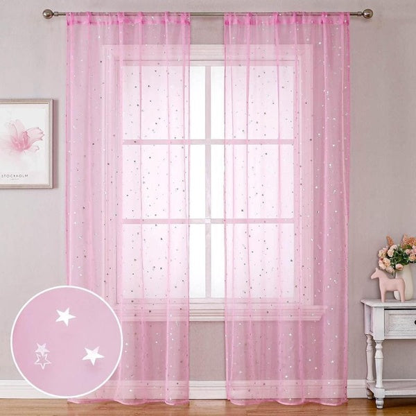 1pc=1 Panel Starry Night Sky Stars Mesh Curtains Blackout Curtains For Bedroom 100*200cm Room Atmospheric Night Sky Stars Drapes-Curtains, Blackout W