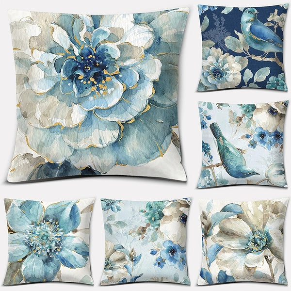 Flower and bird printing pillowcase pillow gift home decoration pillow bedroom sofa car cushion cover (45cm * 45cm)