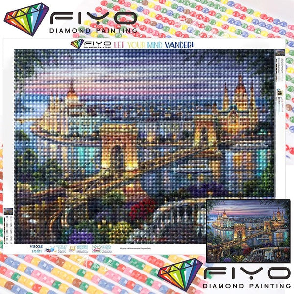 FIYO DIY 5D Landscape Diamond Painting Full Drill with Number Kits Home and Kitchen Fashion Mosaic Diamond Painting Canvas Wall Decoration Gift Craft