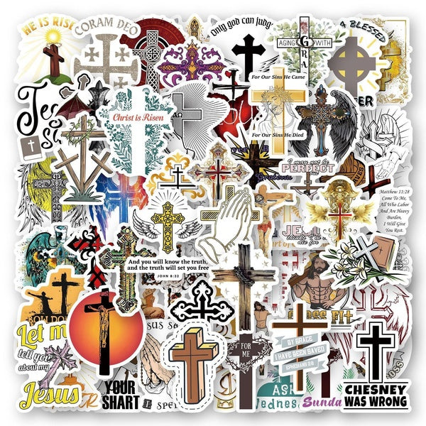 10-60pcs Classic Cross stickers Pray Cross graffiti Stickers for DIY Luggage Laptop Skateboard Motorcycle Bicycle Sticker