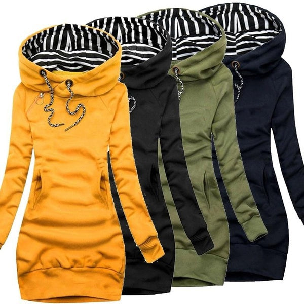 Newest Women Fashion Hooded Sweater Dress Autumn and Winter Long Sleeve Hoodie Dress Solid Color Slim Fit Pullovers Sweatshirt Dress Plus Size S-3XL