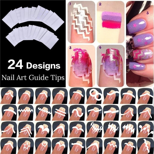24 Sheets-Set French Manicure Nail Art Salon Tips Tape Stickers Guide DIY Stencil Decoration Nail Art