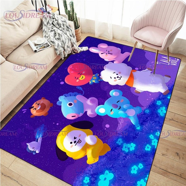 Cartoon Bt21 Floor Mats Dorm Carpet Living Room Doormat Plush Non-slip Chair Mat Bathroom Carpet Hallway Carpet