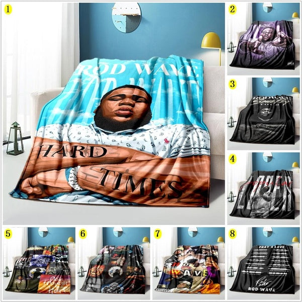 Rapper Rod Wave Printed Throw Blanket Flannel Warm Flannel Blanket for Bed Sofa Couch Car Blanket Hip Hop Rapper Blanket