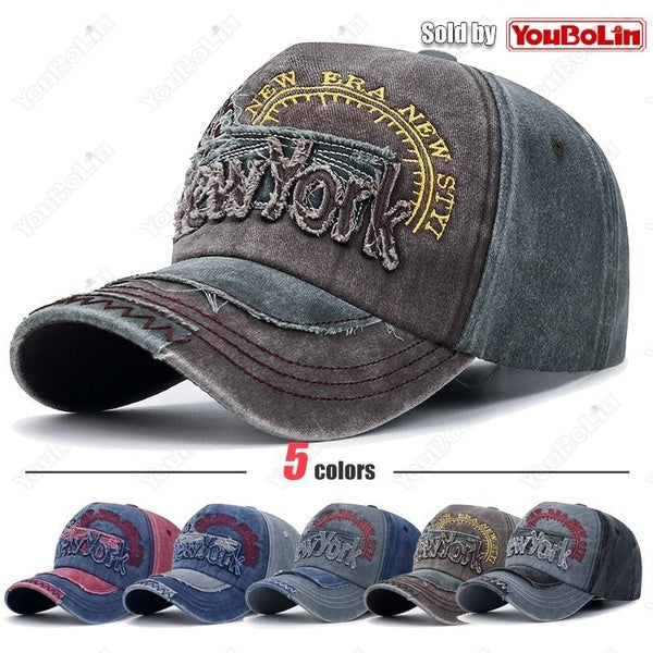 Casquette de baseball réglable en coton vieilli délavé avec lettres « NEW YORK » classique pour hommes et femmes, chapeau de Sport décontracté en ple