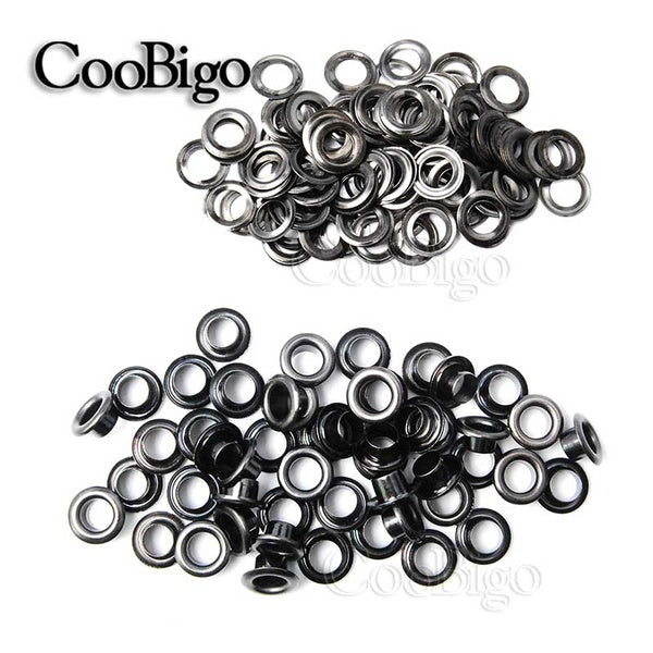 100sets Metal Black Nickel Eyelets with Grommet for Leathercraft Shoe Belt DIY Scrapbooking Cap Bag Tag Clothes Accessories