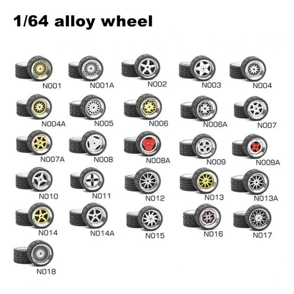 1:64 Alloy Modified Wheel Hub Crawler Model Car Rubber Tire Model Modification Alloy Tyre Wheels