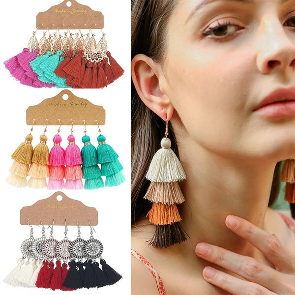 Mixte Vintage Boho boucles d'oreilles ensemble pour femmes plume gland balancent boucles d'oreilles charme ethnique ensemble bijoux accessoires