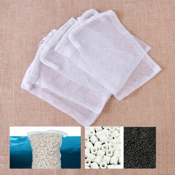 5x Aquarium Filter ZIPPED Net Mesh Bag Fish Tank zip Filter Media Bags []