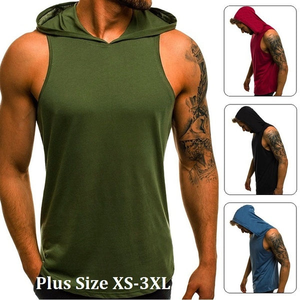 Plus la taille 3XL sweat à capuche pour hommes Gym Fitness débardeur mâle élastique pull décontracté sans manches T-shirt gilet de sport (6 couleurs)