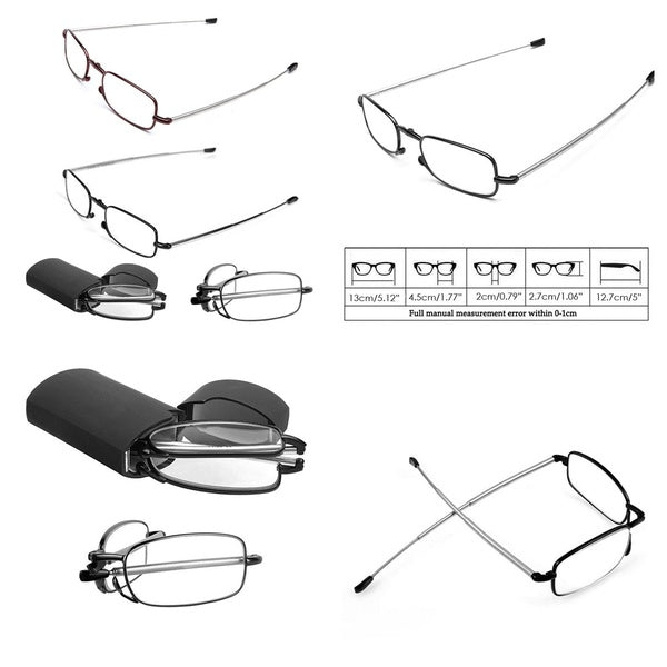 Fashion Portable Folding Reading Glasses Rotation Eyeglass +1.5 +2.0 +2.5 +3.0 +4.0 Gift