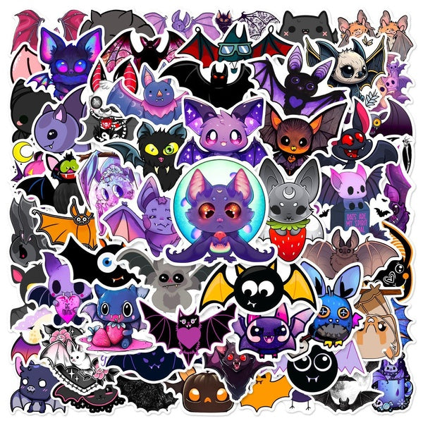 10-60Pcs Cartoon Bat Stickers Cute Animal Graffiti Stickers for DIY Luggage Laptop Skateboard Motorcycle Bicycle Stickers