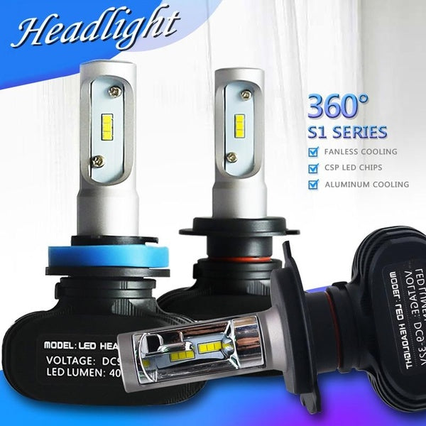 2PCS S1 H1 LED Car Headlight Bulbs 50W 6500K 8000Lumen H4 9004 9007 High Low Beam Headlight H7 H11 Fog Light