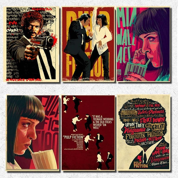 Classic Movie Poster Pulp Fiction Kraft Paper Vintage Posters For Home Bar Living Decor High Quality Wall Sticker