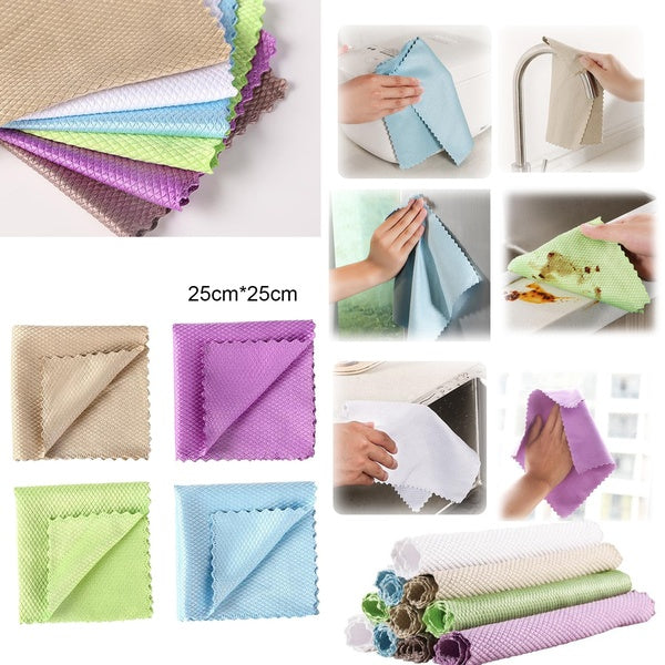 Absorbent Microfibre Fish Scale Rag Cloths Kitchen Tea Towels Dish Quick Drying Cleaning Towel Cloth Multi-purpose Dishcloth Household articles clean