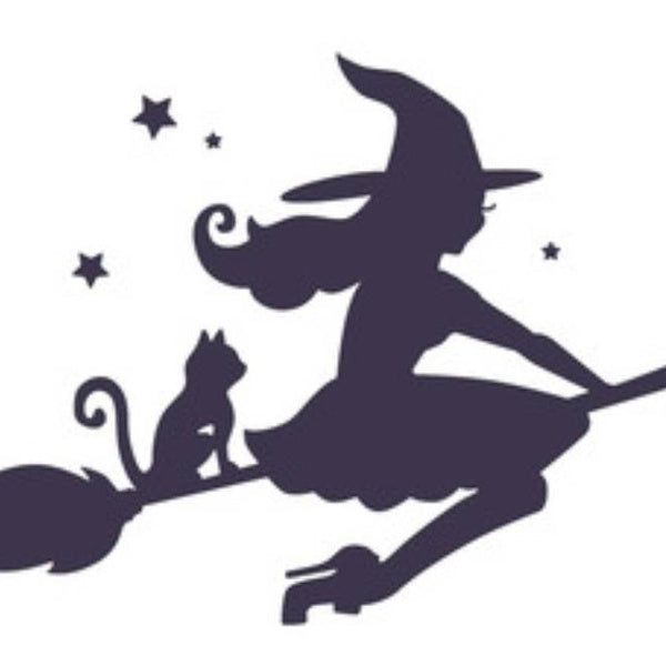 Set of 2 Flying Witch Cat Stars for Cars Walls Vinyl Decal Sticker