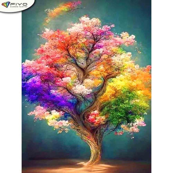 FIYO Tree DIY 5D Diamond Painting Full Drill with Number Kits Home and Kitchen Fashion Cross Stitch Embroidery Paintings Canvas Pictures Wall Decorat