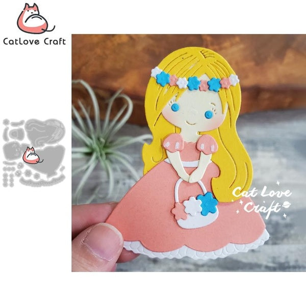 Catlove Flower Girl Metal Cutting Dies Scrapbooking Mold Knife Stencil Die Cuts Card Making DIY Craft Embossing New Die For 2023