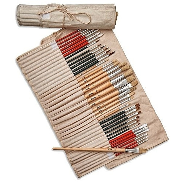 38 pinceaux pour peinture acrylique, huile, aquarelle avec pochette de transport pour fournitures d'art