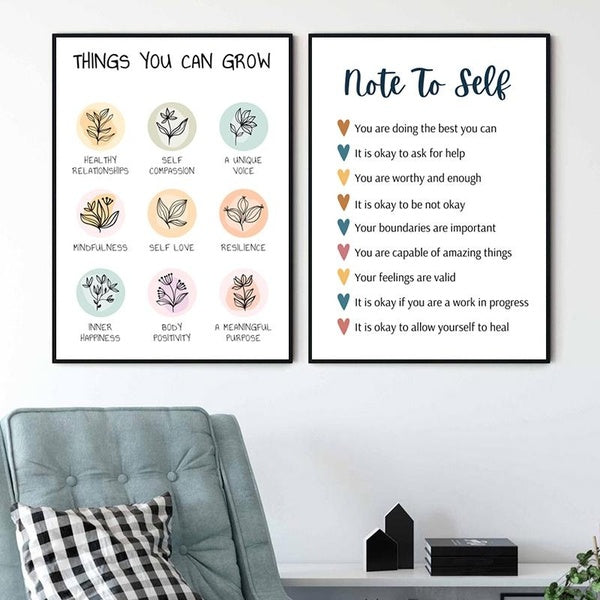 2pcs Canvas Painting Social Worker Office Decor, School Psych Posters, Mental Health Wall Art Prints, Counselling Signs Wall Pictures, Counselor Ther