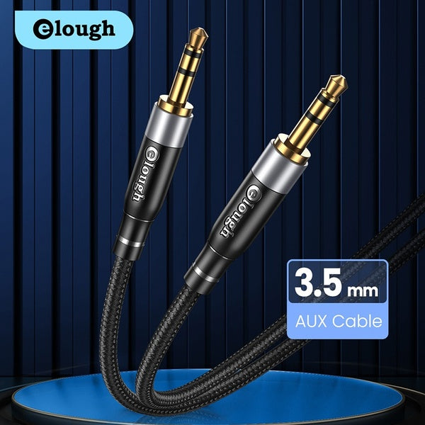 Elough 3.5mm Jack Male to Male Stereo Audio Cable Nylon Braided Aux Cord Hi-Fi Sound Auxiliary Audio Cable for Headphones Car Home Stereos Speakers T