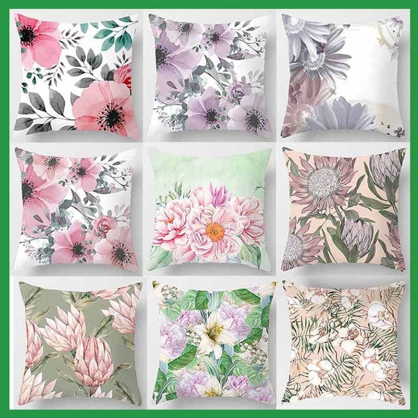 Retro flower printing square pillowcase, home decoration, car sofa cushion cover (45cm * 45cm)