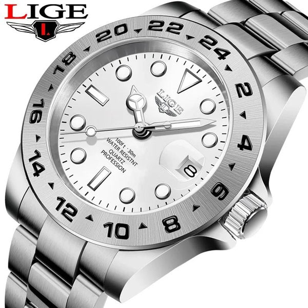 2024 LIGE Top Marque De Luxe Mode Montre De Plongée Hommes 3ATM Étanche Date Horloge Sport Montres Hommes Montre-Bracelet À Quartz Relogio Masculino