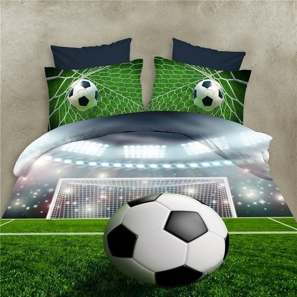 Green 3D Football Bed Cover Set Soccer Ball Duvet Cover Pillowcases Duvet Cover Bedding Set