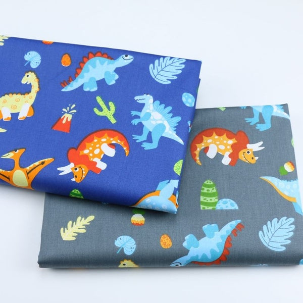 2 Pcs-lot Cartoon Dinosaur Printed Cloth 100% Cotton Twill Fabric Fat Quarter Bundle of DIY Handmade Quilting Patchwork Tissue Cloth Sewing Textile M