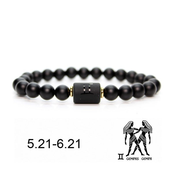 Black Stone Beads 12 Constellation Couple Bracelet Men Bracelets For Women Pulseras Moda Masculina Hombre Man Mens Jewellery