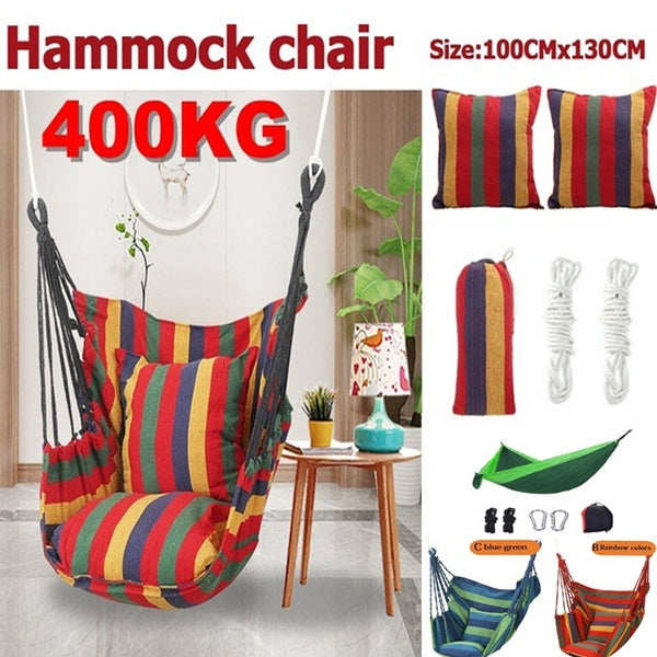 230X90CM-100cmX130cm Fashion 400KG Capacity Colorful Home Portable Outdoor Camping Tent Hanging Hammock Chair Swing Chair Outdoor Seating Camping Gar